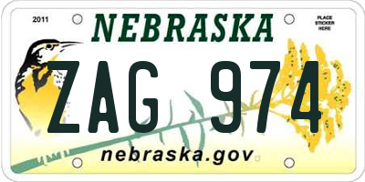 NE license plate ZAG974