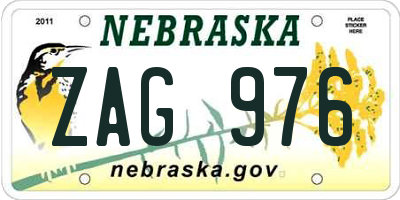NE license plate ZAG976