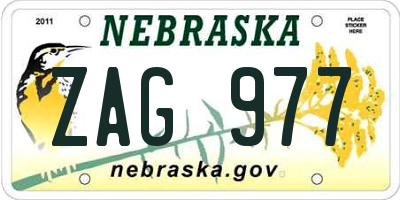 NE license plate ZAG977
