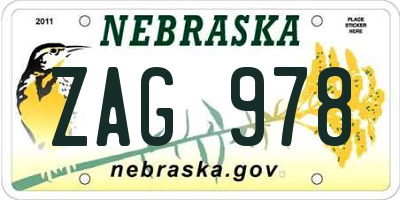 NE license plate ZAG978