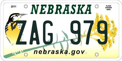 NE license plate ZAG979