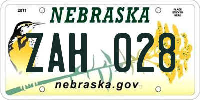 NE license plate ZAH028