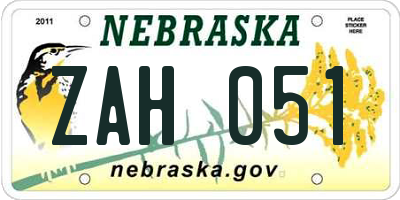 NE license plate ZAH051