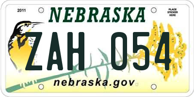 NE license plate ZAH054