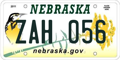 NE license plate ZAH056
