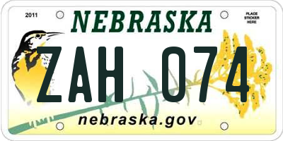NE license plate ZAH074