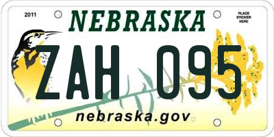 NE license plate ZAH095