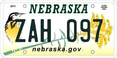 NE license plate ZAH097