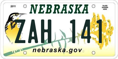 NE license plate ZAH141