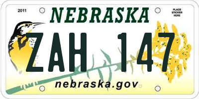 NE license plate ZAH147