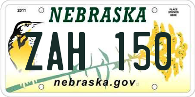 NE license plate ZAH150