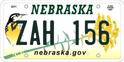 NE license plate ZAH156