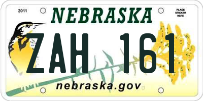 NE license plate ZAH161