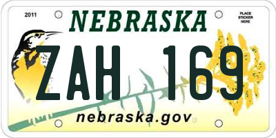 NE license plate ZAH169