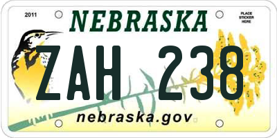 NE license plate ZAH238