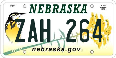 NE license plate ZAH264