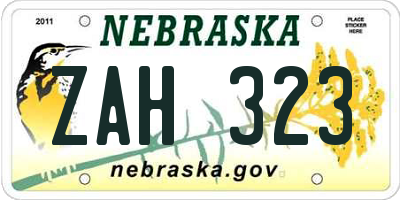 NE license plate ZAH323