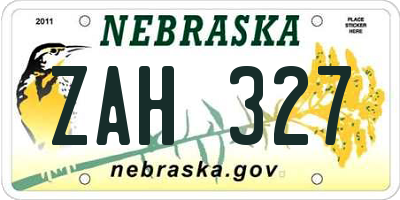 NE license plate ZAH327