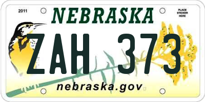 NE license plate ZAH373