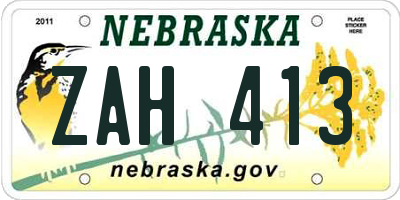NE license plate ZAH413