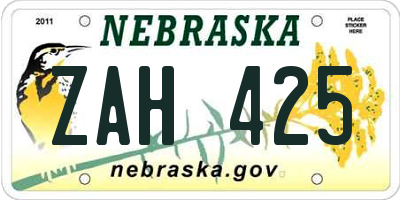 NE license plate ZAH425