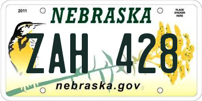 NE license plate ZAH428