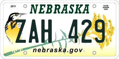 NE license plate ZAH429