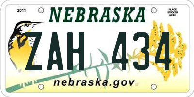 NE license plate ZAH434