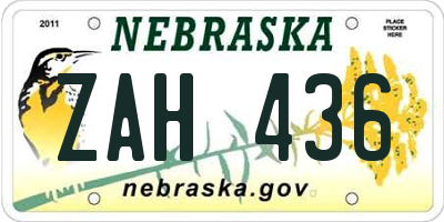 NE license plate ZAH436