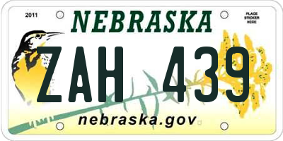 NE license plate ZAH439