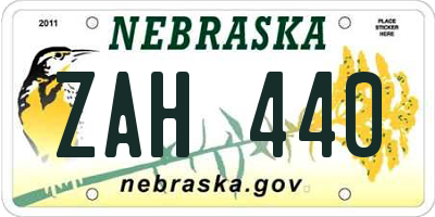 NE license plate ZAH440