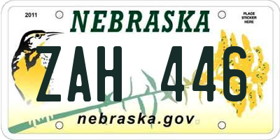 NE license plate ZAH446