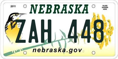 NE license plate ZAH448