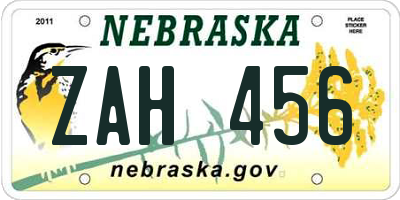 NE license plate ZAH456
