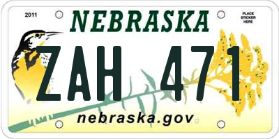 NE license plate ZAH471