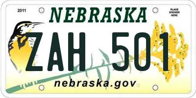 NE license plate ZAH501
