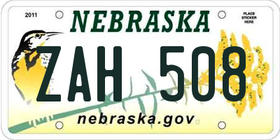 NE license plate ZAH508