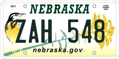 NE license plate ZAH548