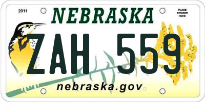 NE license plate ZAH559