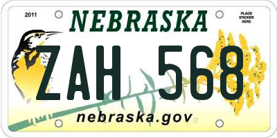 NE license plate ZAH568