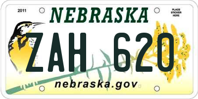 NE license plate ZAH620