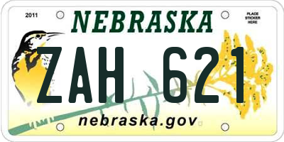 NE license plate ZAH621