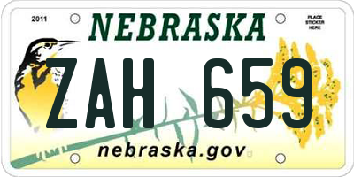 NE license plate ZAH659