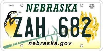 NE license plate ZAH682