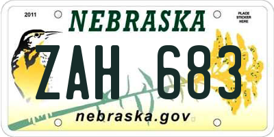 NE license plate ZAH683