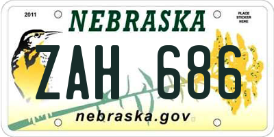 NE license plate ZAH686