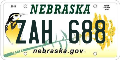 NE license plate ZAH688