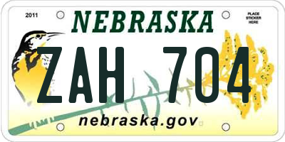 NE license plate ZAH704