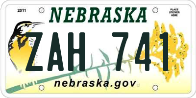 NE license plate ZAH741