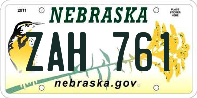 NE license plate ZAH761